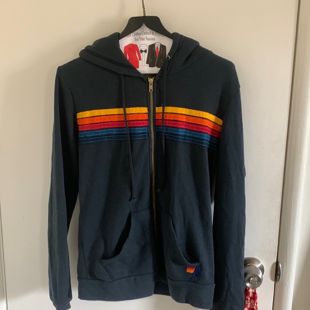 Aviator Nation 5 Stripe Hoodie - Deep Ocean 2